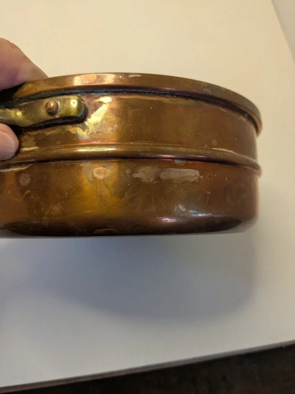 Vintage Copper & Brass Bowl  Handles - 6.5